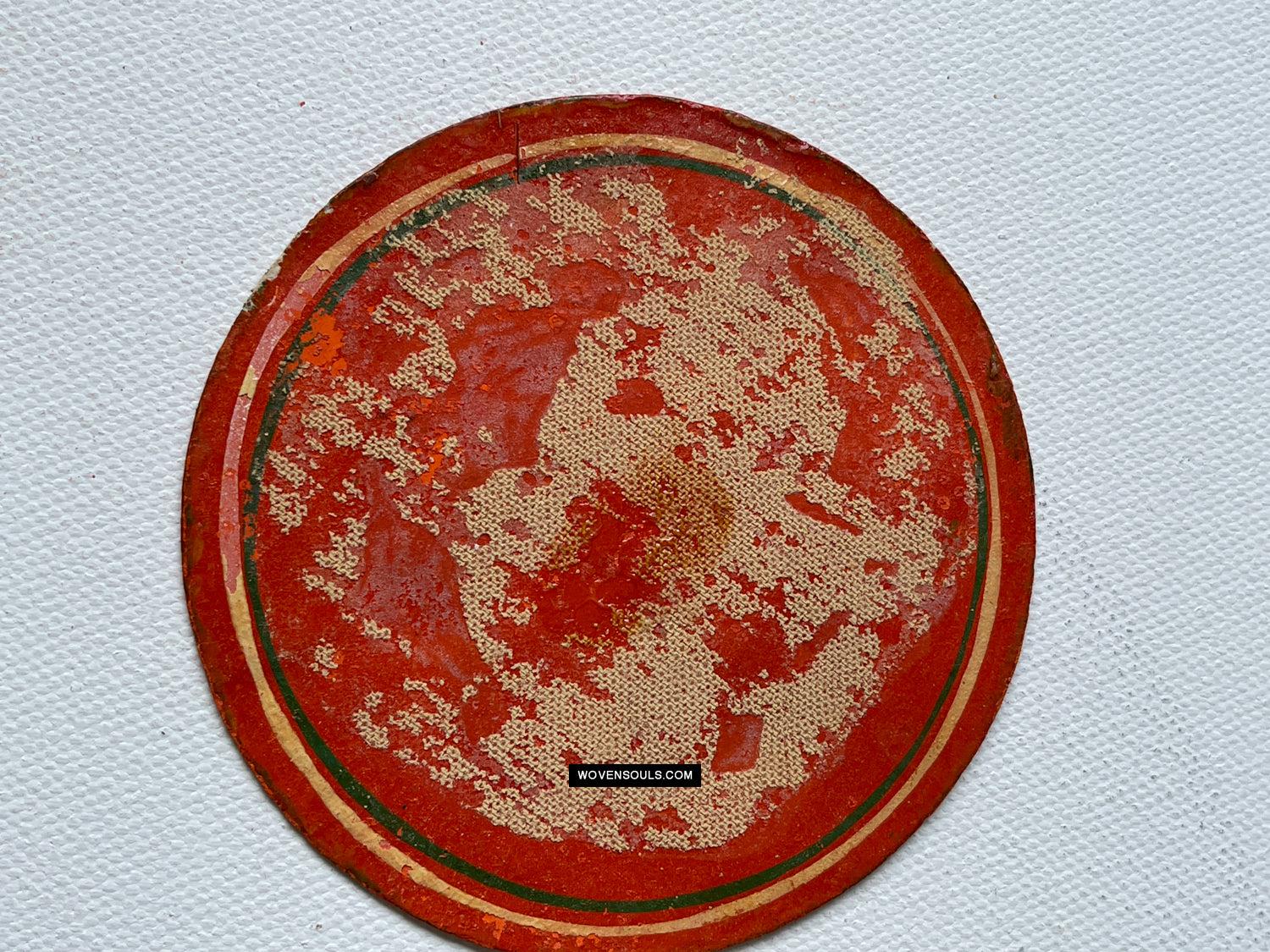 1384-D THREE Large Antique Lacquered Ganjifa Playing Cards - Premium Face Court Card-WOVENSOULS Antique Textiles & Art Gallery