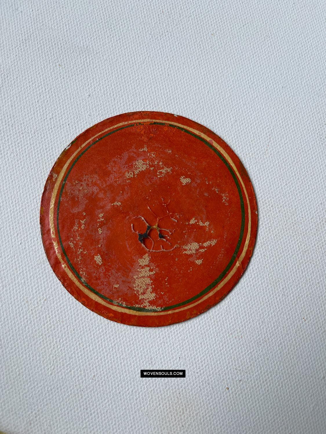 1384-D THREE Large Antique Lacquered Ganjifa Playing Cards - Premium Face Court Card-WOVENSOULS Antique Textiles & Art Gallery