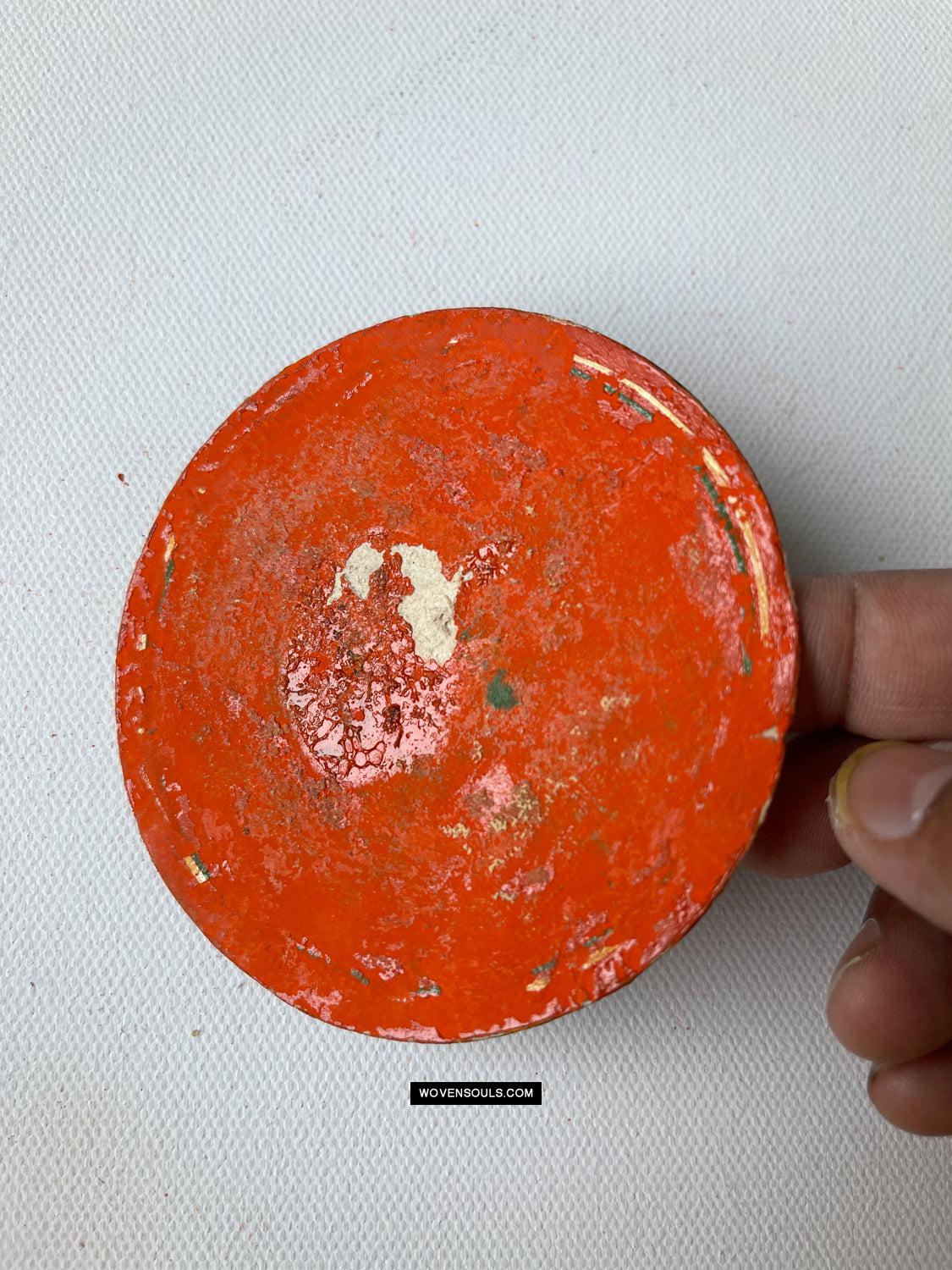 1384-E TWO Large Antique Lacquered Ganjifa Playing Cards - Premium Face Court Card-WOVENSOULS Antique Textiles & Art Gallery