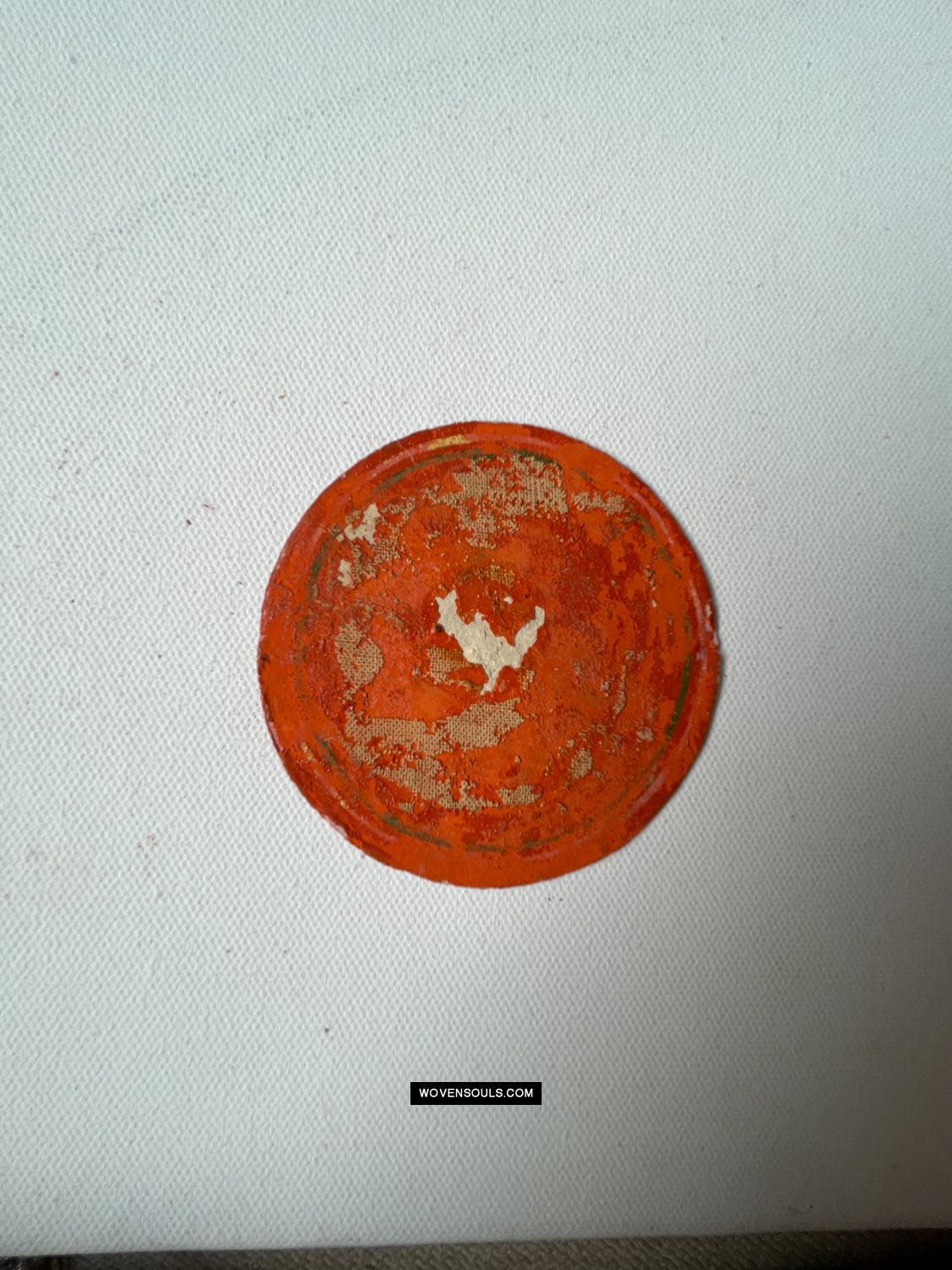 1384-G TWO Large Antique Lacquered Ganjifa Playing Cards - Premium Face Court Card-WOVENSOULS Antique Textiles & Art Gallery