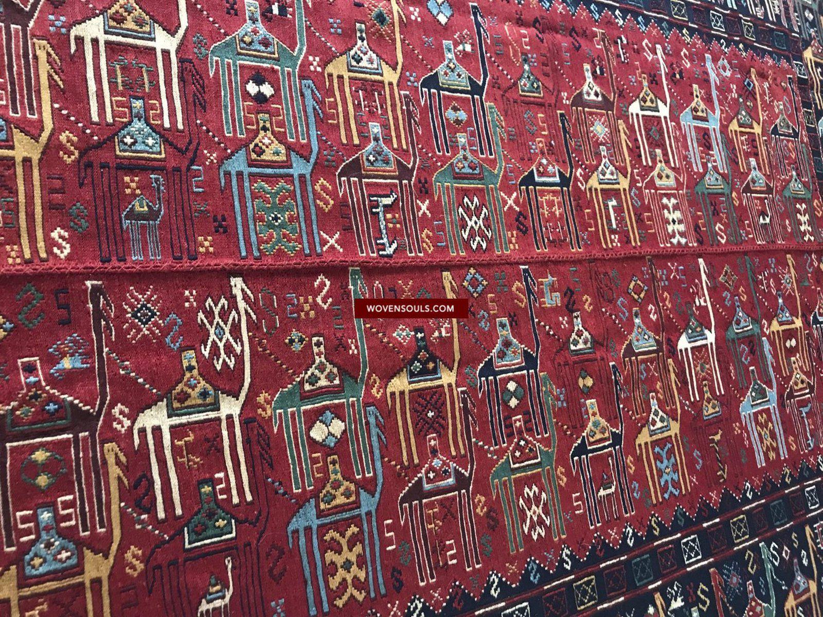 1389 SOLD Antique Caucasian Verneh Azeri Shaddah - Camel Caravan Flatweave Rug-WOVENSOULS-Antique-Vintage-Textiles-Art-Decor