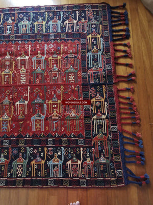 1389 SOLD Antique Caucasian Verneh Azeri Shaddah - Camel Caravan Flatweave Rug-WOVENSOULS-Antique-Vintage-Textiles-Art-Decor