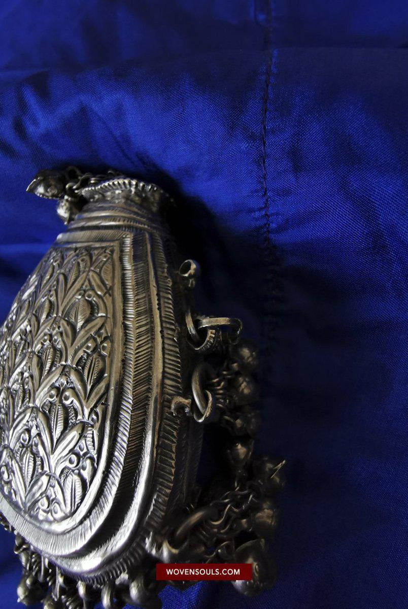 1391 Museum Quality Old Indian Silver Jewelry - Perfume Purse Awadh-WOVENSOULS-Antique-Vintage-Textiles-Art-Decor