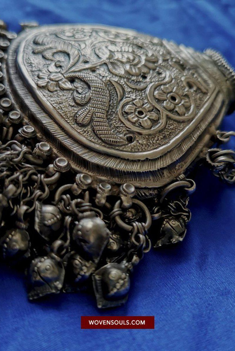 1391 Museum Quality Old Indian Silver Jewelry - Perfume Purse Awadh-WOVENSOULS-Antique-Vintage-Textiles-Art-Decor