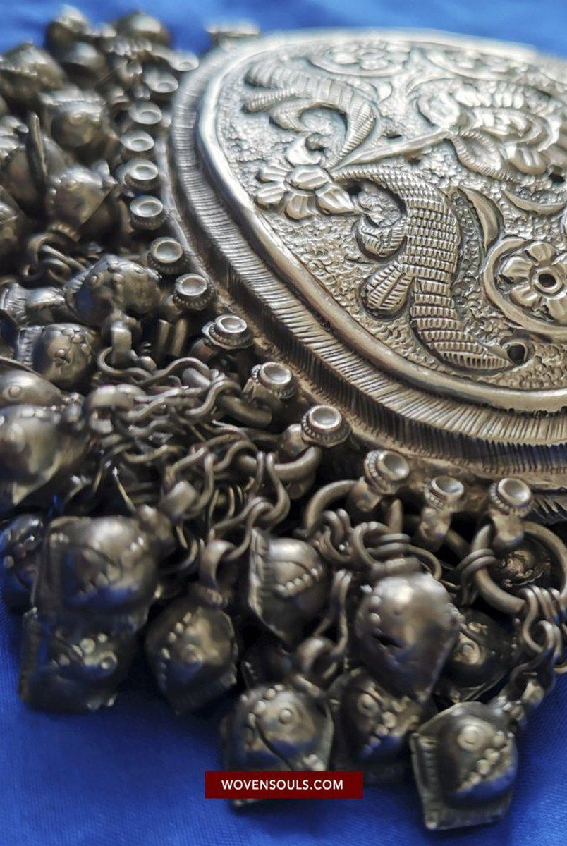 1391 Museum Quality Old Indian Silver Jewelry - Perfume Purse Awadh-WOVENSOULS-Antique-Vintage-Textiles-Art-Decor