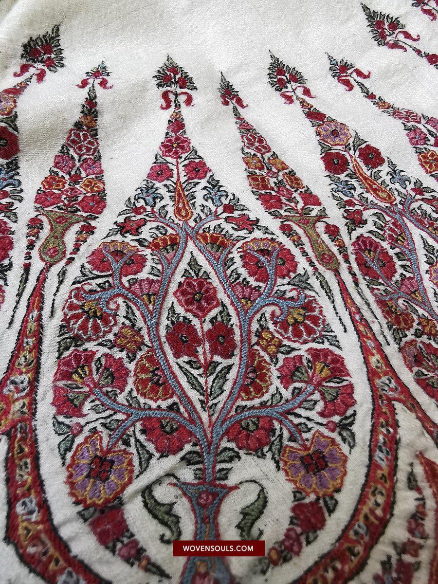 1395 Antique Kashmir Amlikar Rumal Shawl Mughal Period - Not for Sale yet-WOVENSOULS-Antique-Vintage-Textiles-Art-Decor