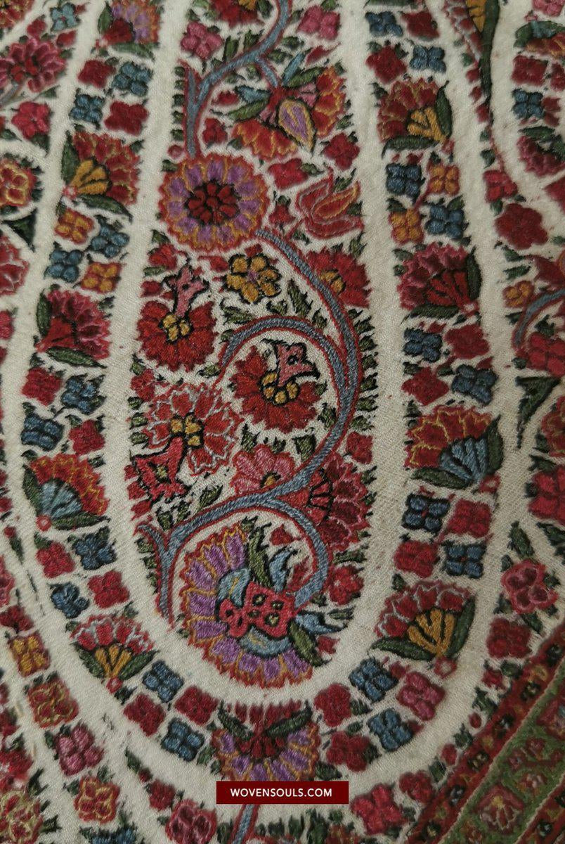 1395 Antique Kashmir Amlikar Rumal Shawl Mughal Period - Not for Sale yet-WOVENSOULS-Antique-Vintage-Textiles-Art-Decor