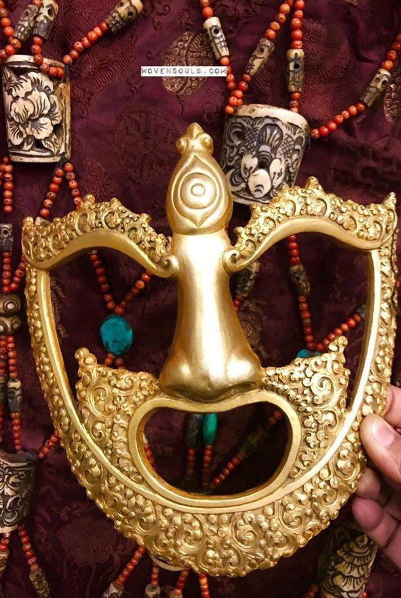 1399 Himalayan Buddhist Monk's Mask for Royal Ceremonies - Zhang Bak-WOVENSOULS-Antique-Vintage-Textiles-Art-Decor