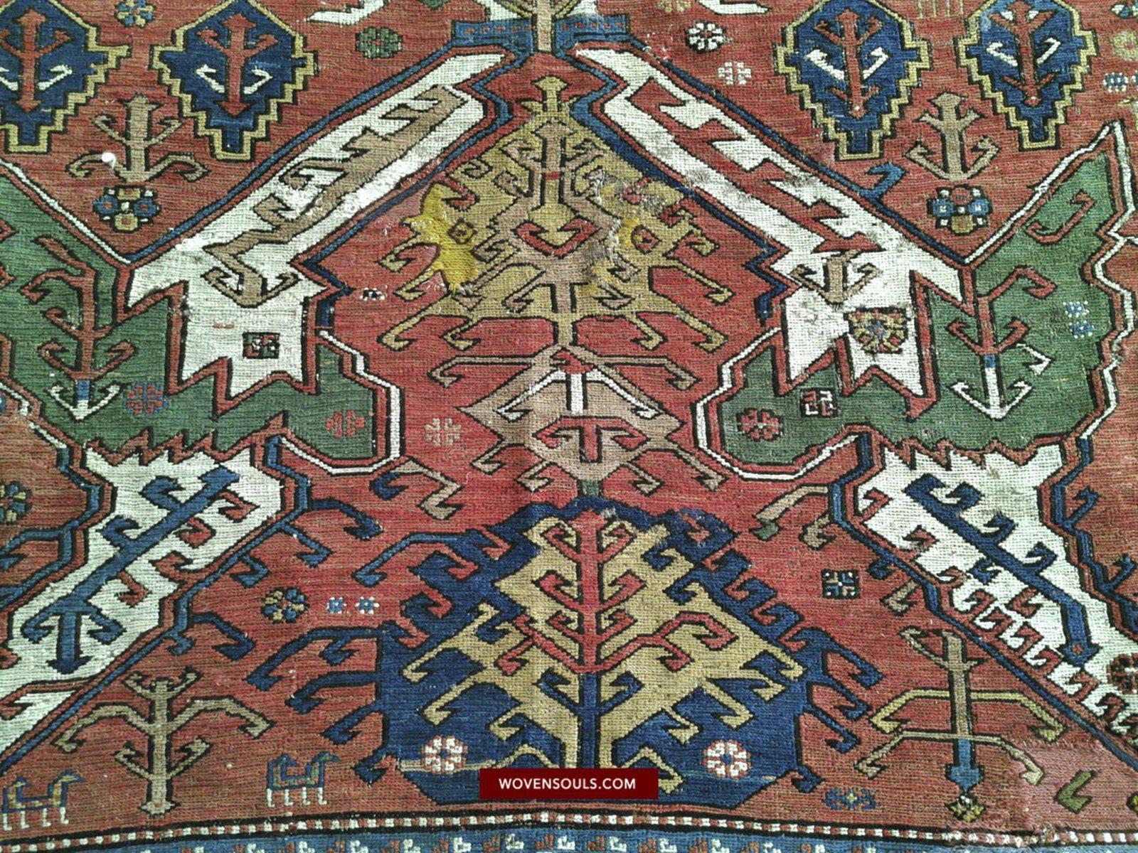 1403 Antique Caucasian Dragon Sumac Soumac Sumakhi Rug-WOVENSOULS-Antique-Vintage-Textiles-Art-Decor