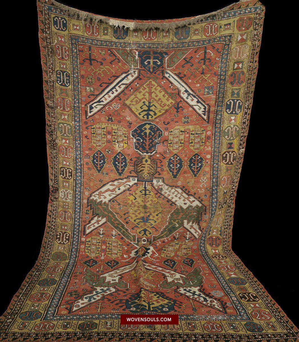 1403 Antique Caucasian Dragon Sumac Soumac Sumakhi Rug-WOVENSOULS-Antique-Vintage-Textiles-Art-Decor