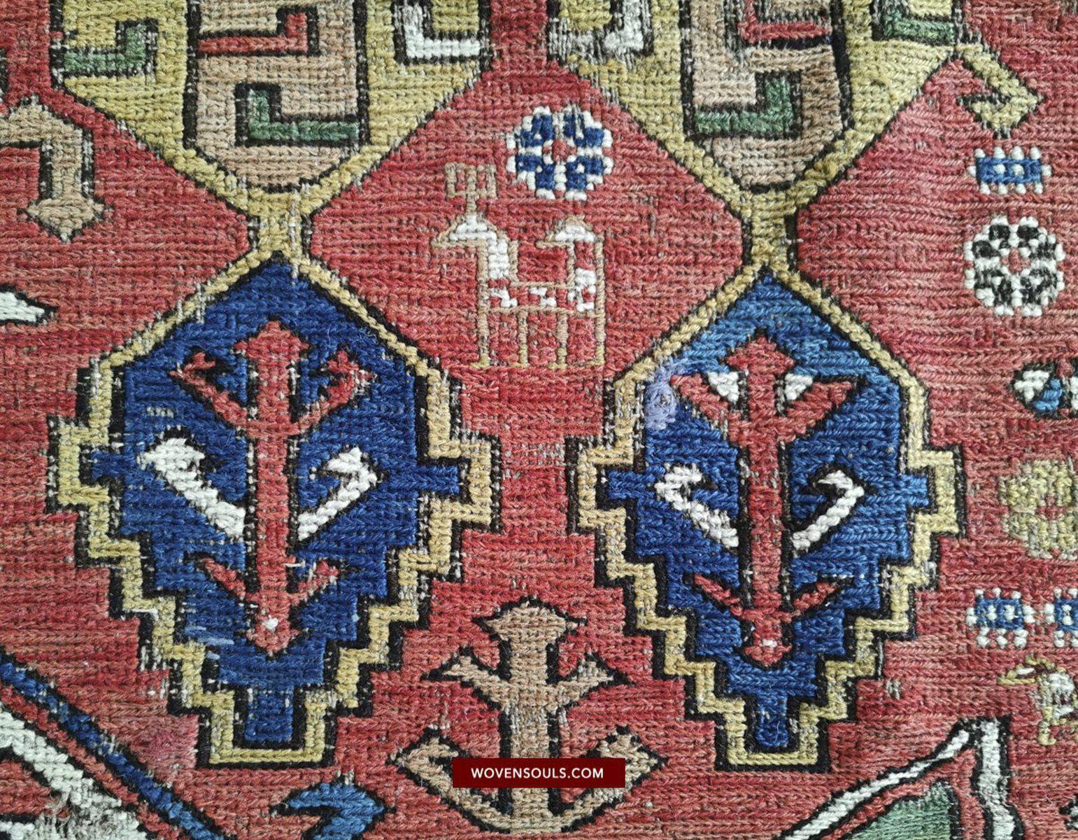 1403 Antique Caucasian Dragon Sumac Soumac Sumakhi Rug-WOVENSOULS-Antique-Vintage-Textiles-Art-Decor
