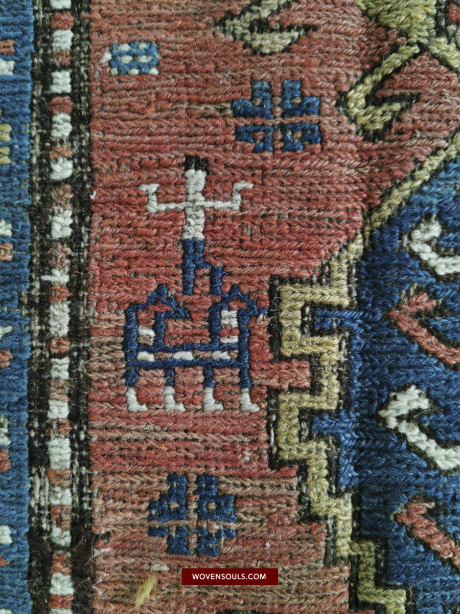 1403 Antique Caucasian Dragon Sumac Soumac Sumakhi Rug-WOVENSOULS-Antique-Vintage-Textiles-Art-Decor