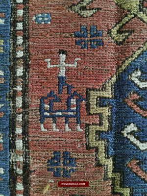 1403 Antique Caucasian Dragon Sumac Soumac Sumakhi Rug-WOVENSOULS-Antique-Vintage-Textiles-Art-Decor