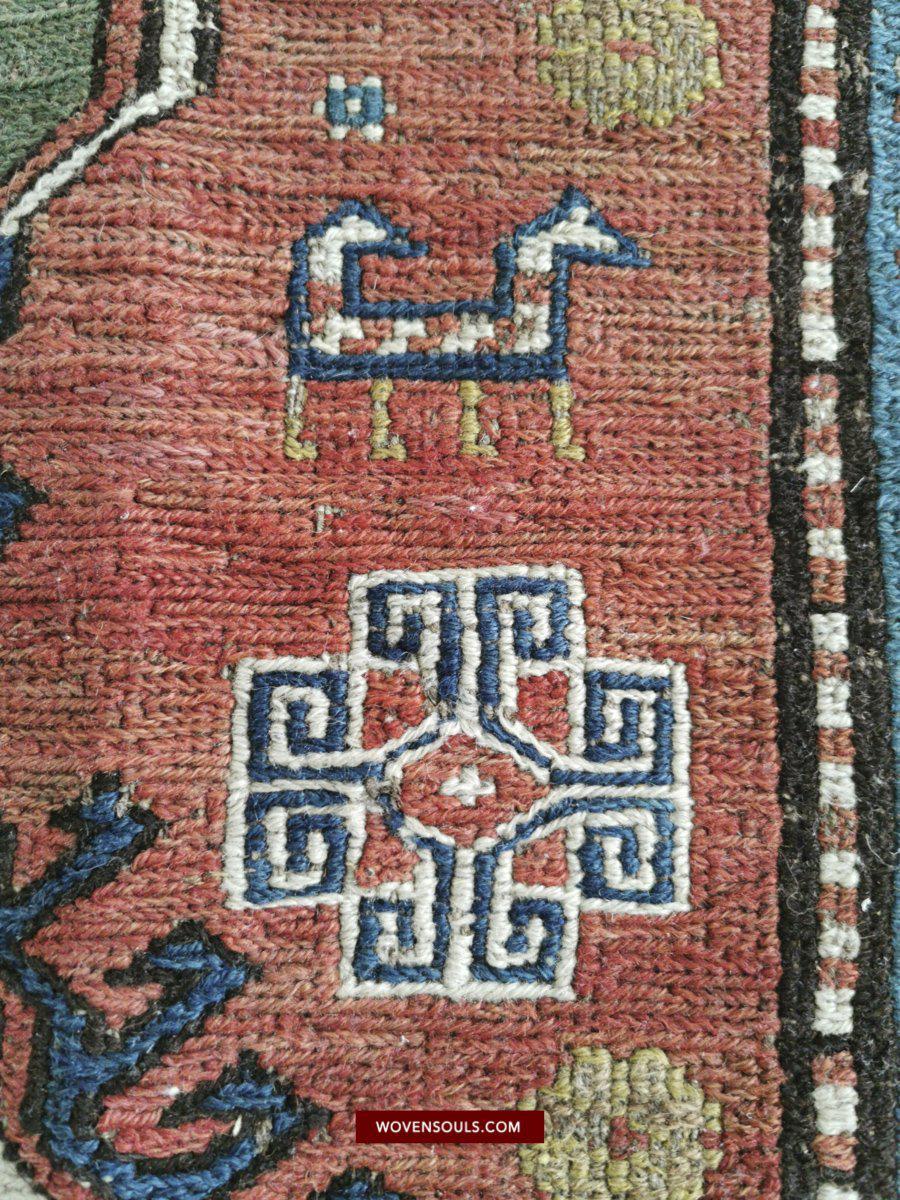 1403 Antique Caucasian Dragon Sumac Soumac Sumakhi Rug-WOVENSOULS-Antique-Vintage-Textiles-Art-Decor