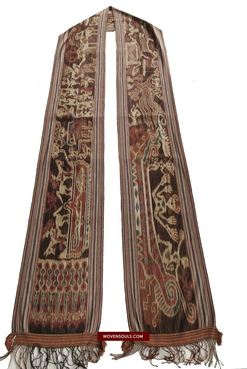 1407 Alte figurative Kette Ikat – erzählendes indonesisches Textil-WOVENSOULS-Antike-Vintage-Textilien-Kunst-Dekor