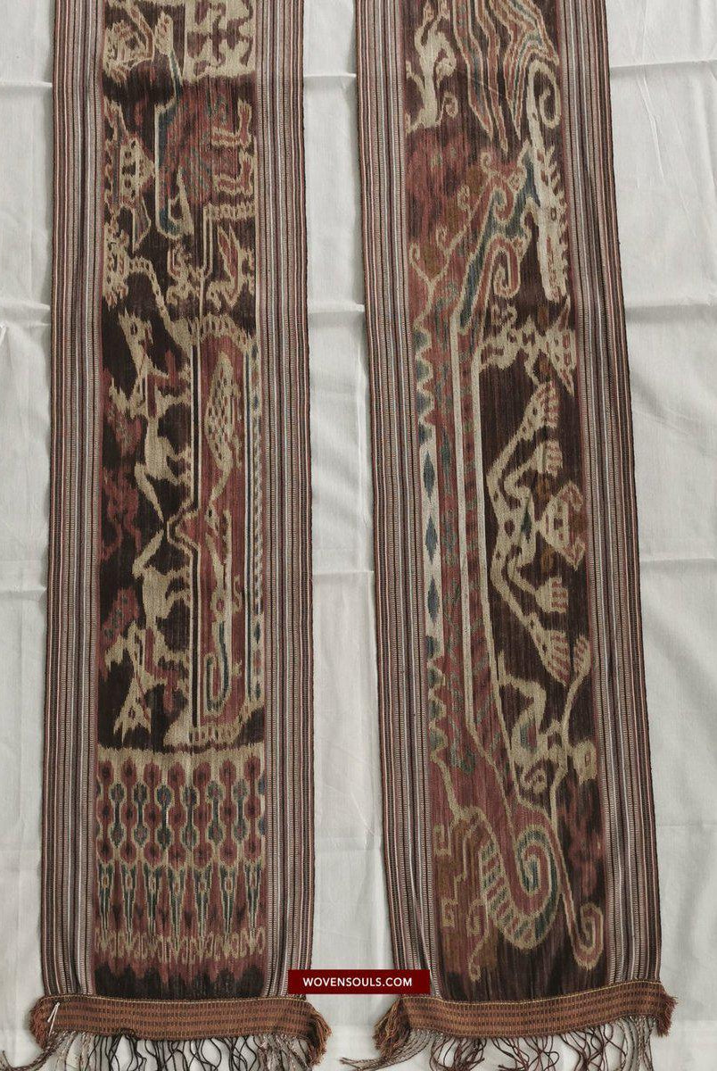 1407 Alte figurative Kette Ikat – erzählendes indonesisches Textil-WOVENSOULS-Antike-Vintage-Textilien-Kunst-Dekor