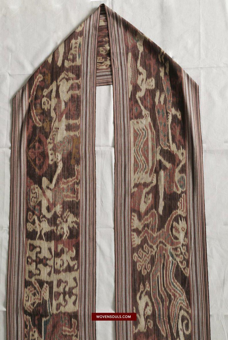 1407 Alte figurative Kette Ikat – erzählendes indonesisches Textil-WOVENSOULS-Antike-Vintage-Textilien-Kunst-Dekor