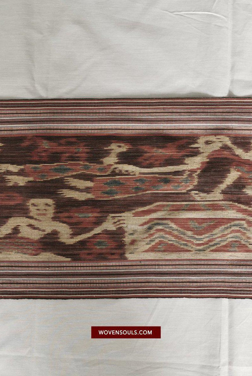 1407 Alte figurative Kette Ikat – erzählendes indonesisches Textil-WOVENSOULS-Antike-Vintage-Textilien-Kunst-Dekor