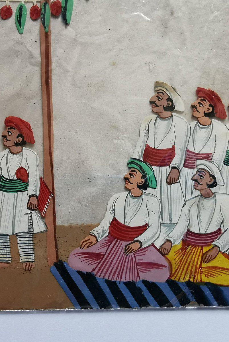 1409 Old Mica Painting - Wedding Procession - Rituals & Festivals series - 4-WOVENSOULS-Antique-Vintage-Textiles-Art-Decor