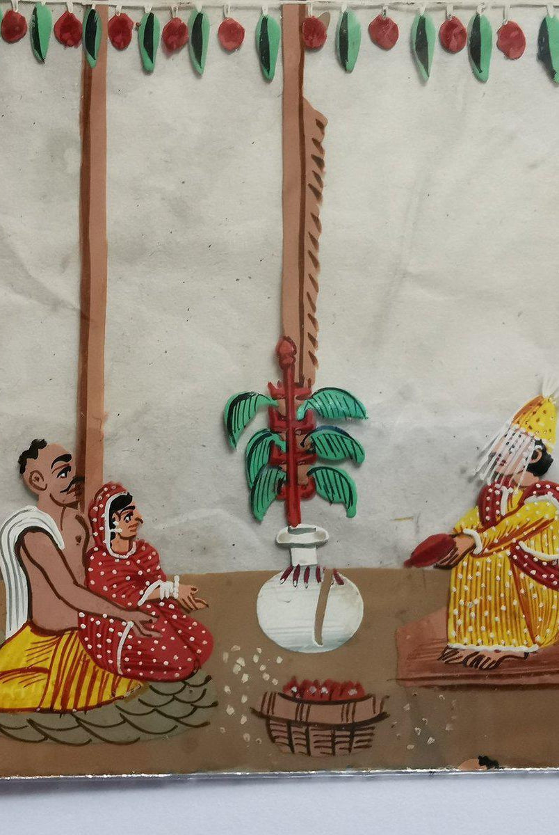 1409 Old Mica Painting - Wedding Procession - Rituals & Festivals series - 4-WOVENSOULS-Antique-Vintage-Textiles-Art-Decor
