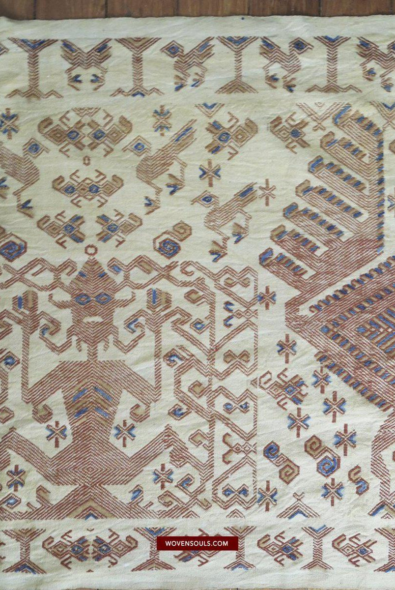 1411 Hervorragende alte Sumba-Zeremonienweberei Lau Pahikung - gewebt + bemalt-WOVENSOULS-Antike-Vintage-Textilien-Kunst-Dekor