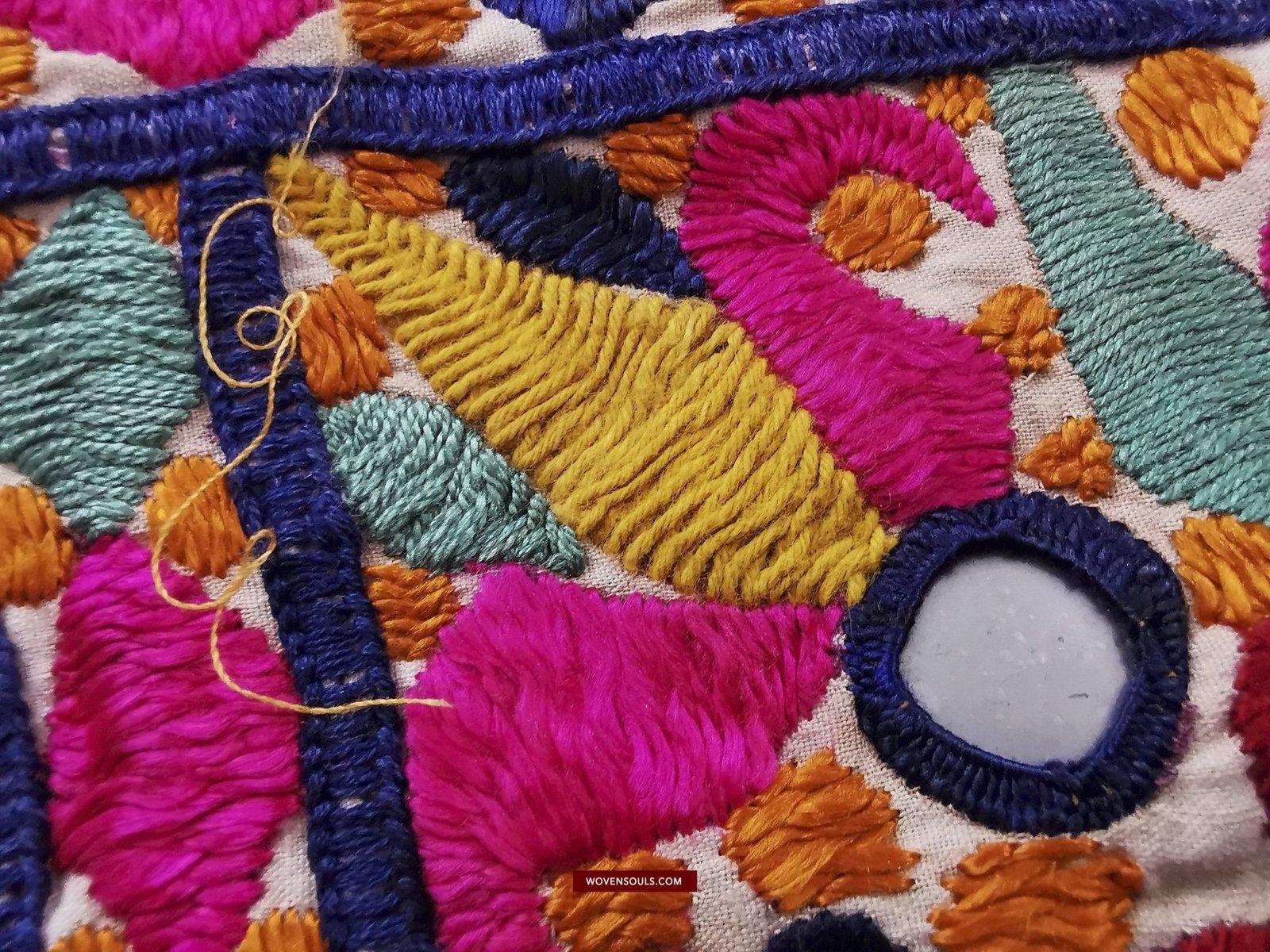 1415 Vintage Hand Embroidery Home Decor Wall Art Gujarat-WOVENSOULS-Antique-Vintage-Textiles-Art-Decor