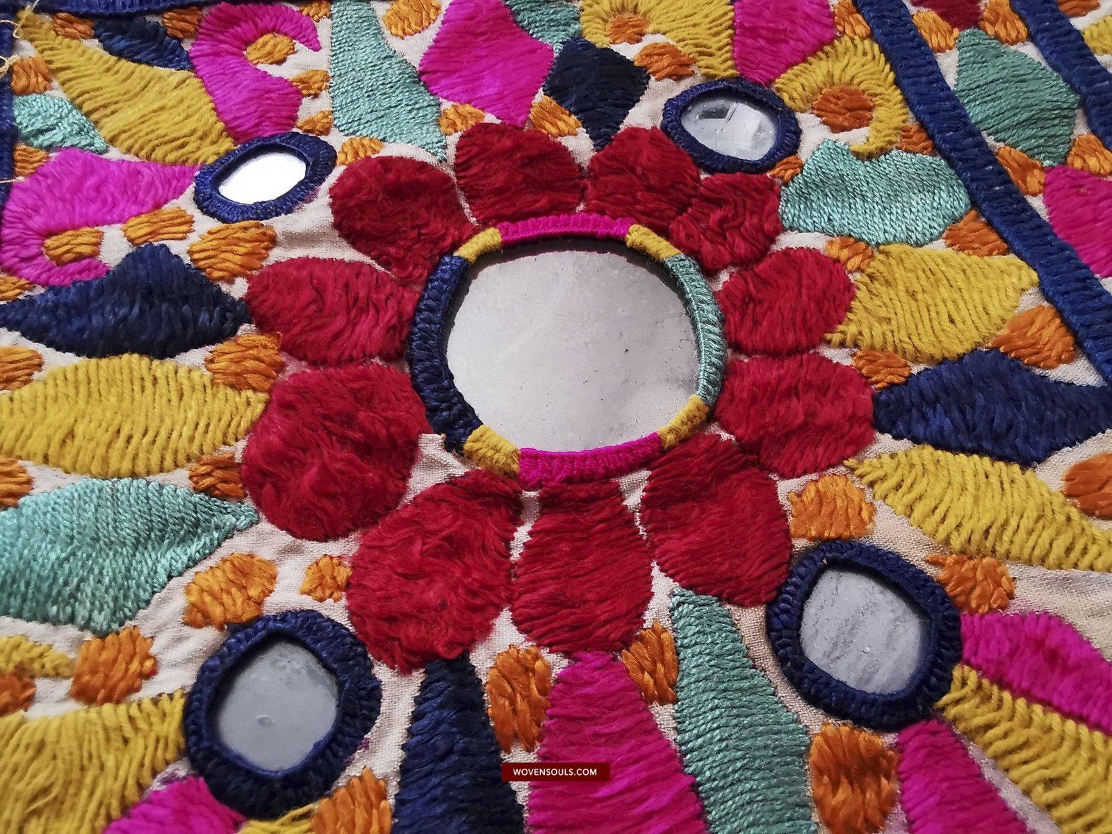 1415 Vintage Hand Embroidery Home Decor Wall Art Gujarat-WOVENSOULS-Antique-Vintage-Textiles-Art-Decor