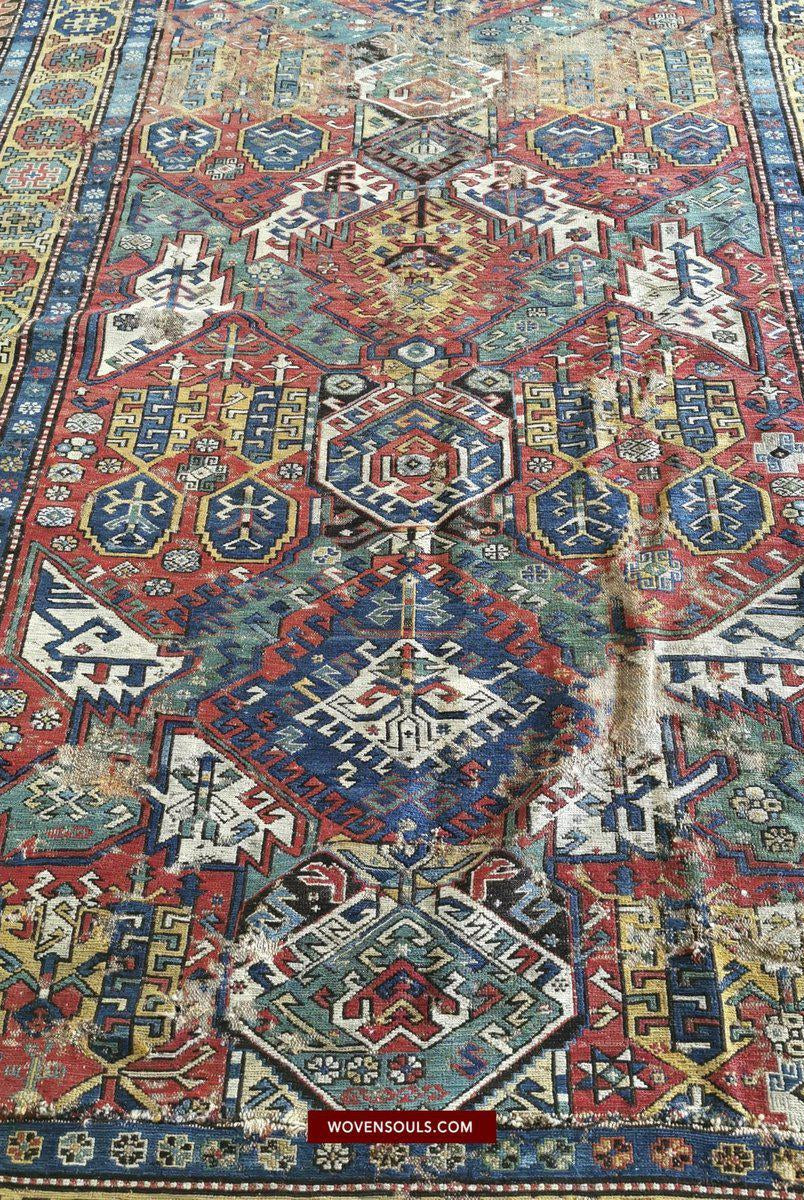 1424 Archaic Dragon Sumac Soumac Rug-WOVENSOULS-Antique-Vintage-Textiles-Art-Decor