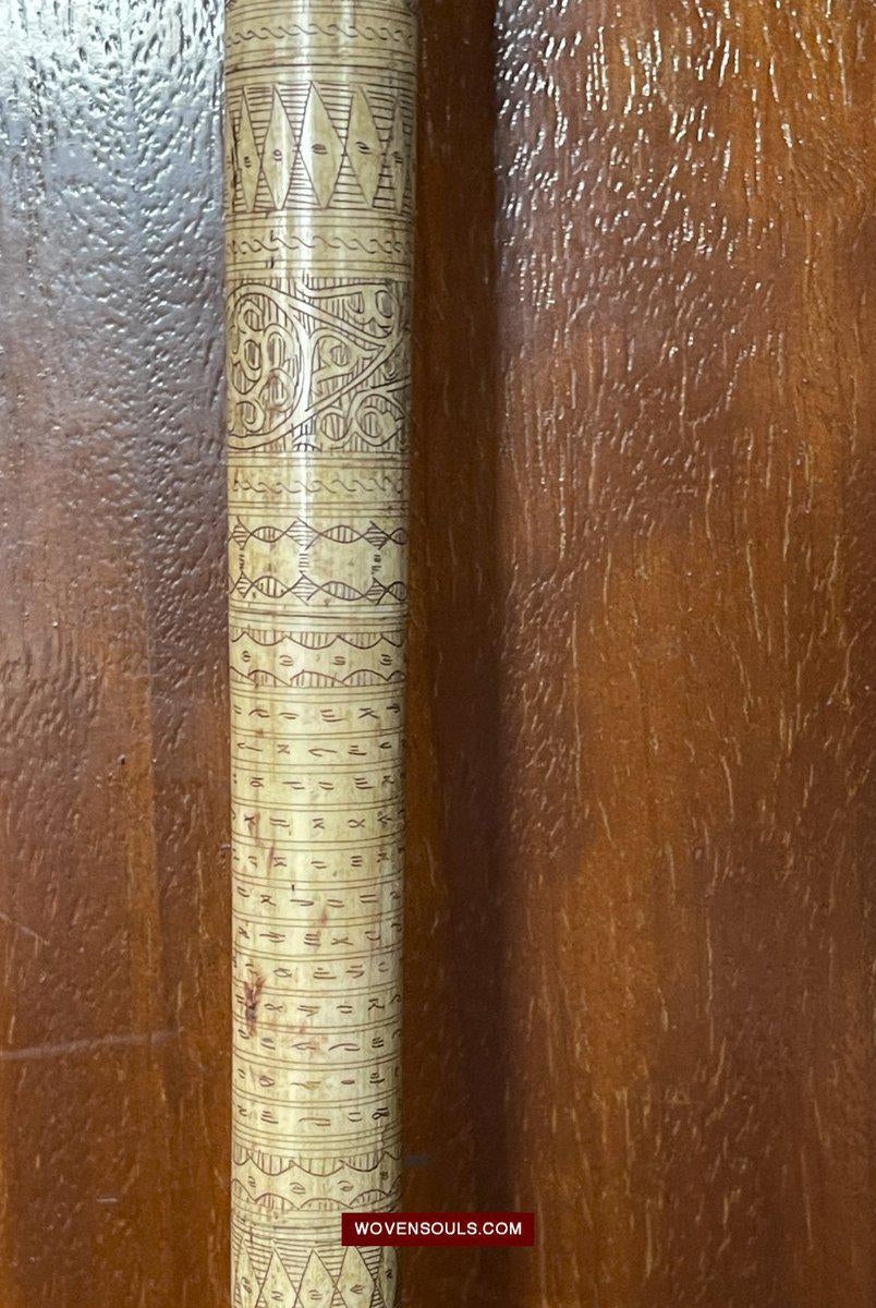 1427 Rare Unusual Batak Calendar Walking Stick-WOVENSOULS-Antique-Vintage-Textiles-Art-Decor