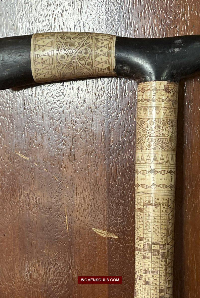 1427 Rare Unusual Batak Calendar Walking Stick-WOVENSOULS-Antique-Vintage-Textiles-Art-Decor