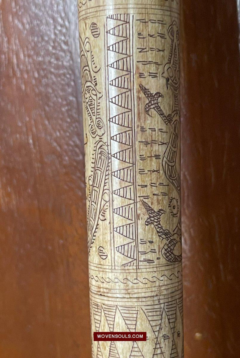 1427 Rare Unusual Batak Calendar Walking Stick-WOVENSOULS-Antique-Vintage-Textiles-Art-Decor