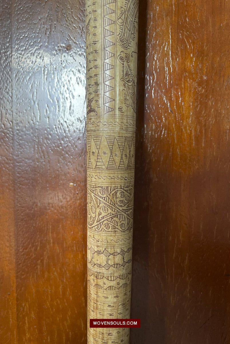 1427 Rare Unusual Batak Calendar Walking Stick-WOVENSOULS-Antique-Vintage-Textiles-Art-Decor
