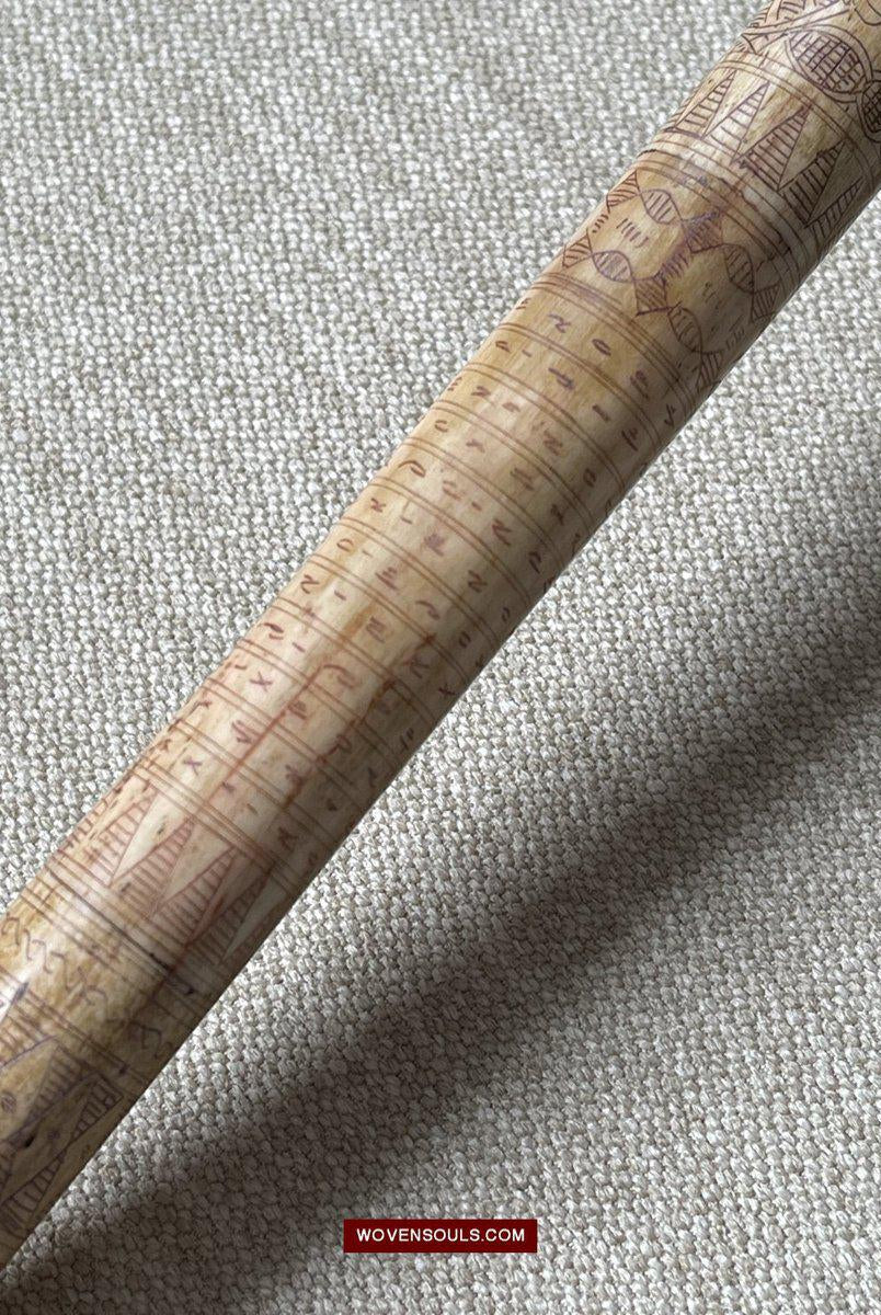 1427 Rare Unusual Batak Calendar Walking Stick-WOVENSOULS-Antique-Vintage-Textiles-Art-Decor
