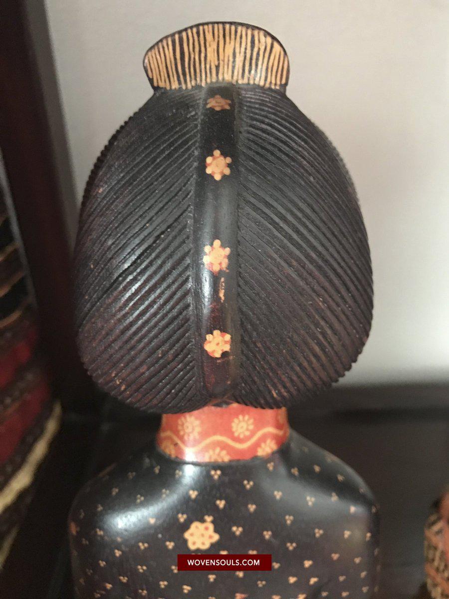 1429 Javanese Batik on Wood - King & Queen Figures-WOVENSOULS-Antique-Vintage-Textiles-Art-Decor