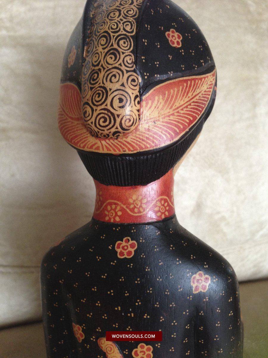 1429 Javanese Batik on Wood - King & Queen Figures-WOVENSOULS-Antique-Vintage-Textiles-Art-Decor