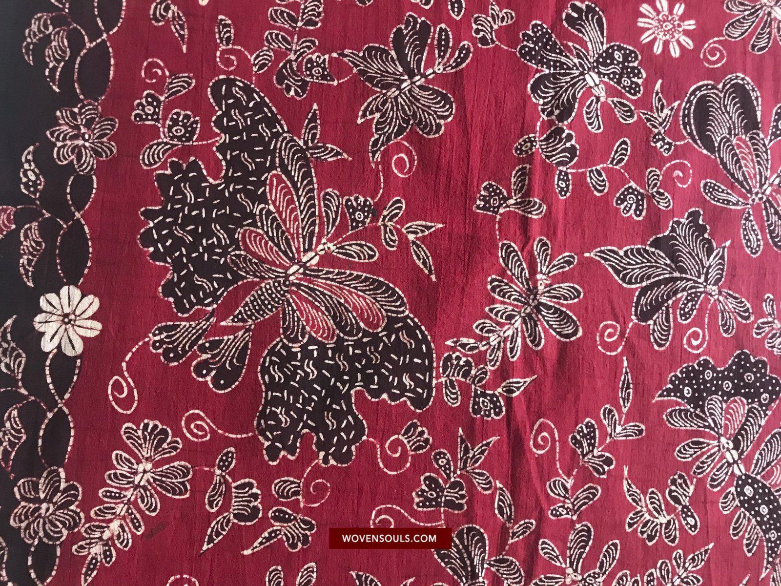 1433 Javanese Batik Tulis Stole - Hand Drawn - Textile Art-WOVENSOULS-Antique-Vintage-Textiles-Art-Decor