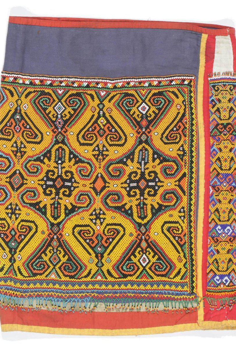 1439 SOLD Museum Quality Antique Iban Wedding Skirt Jacket Beaded-WOVENSOULS-Antique-Vintage-Textiles-Art-Decor