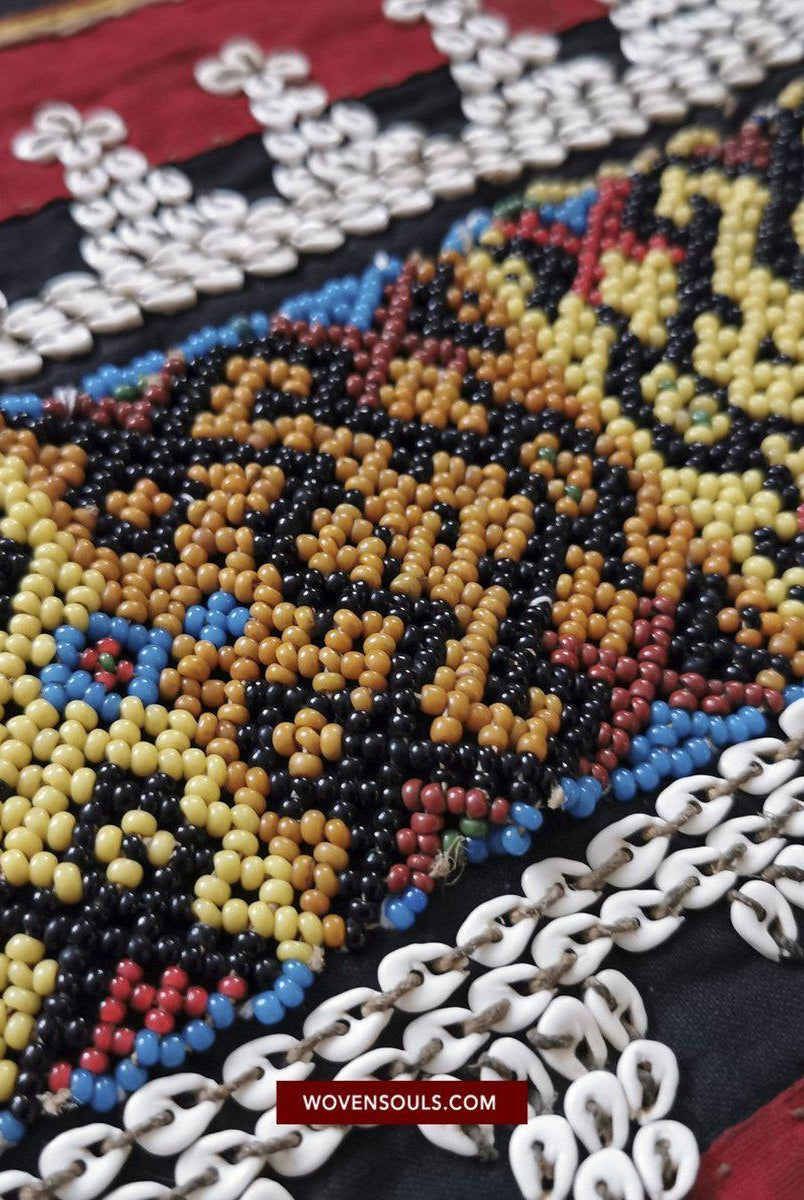 1440 Museum Quality Antique Iban Wedding Skirt Beaded Band Kain Lekok-WOVENSOULS-Antique-Vintage-Textiles-Art-Decor