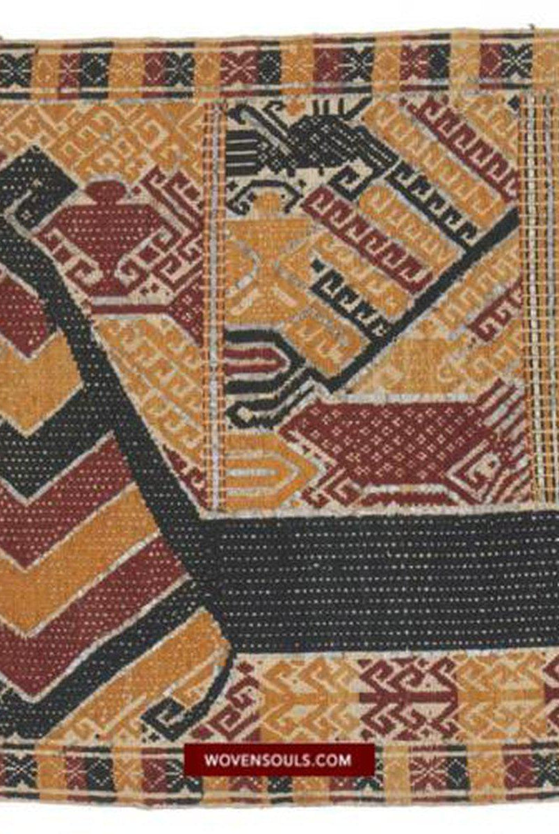 1444 Antique Sumatra Weaving - Tatibin - Large Ship Cloth Tampan Textile - Rare White-WOVENSOULS-Antique-Vintage-Textiles-Art-Decor