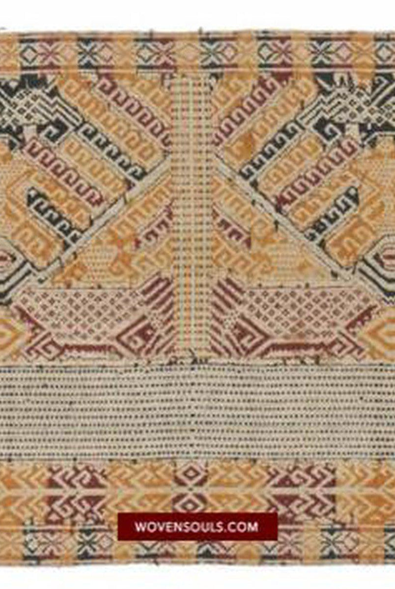 1444 Antique Sumatra Weaving - Tatibin - Large Ship Cloth Tampan Textile - Rare White-WOVENSOULS-Antique-Vintage-Textiles-Art-Decor