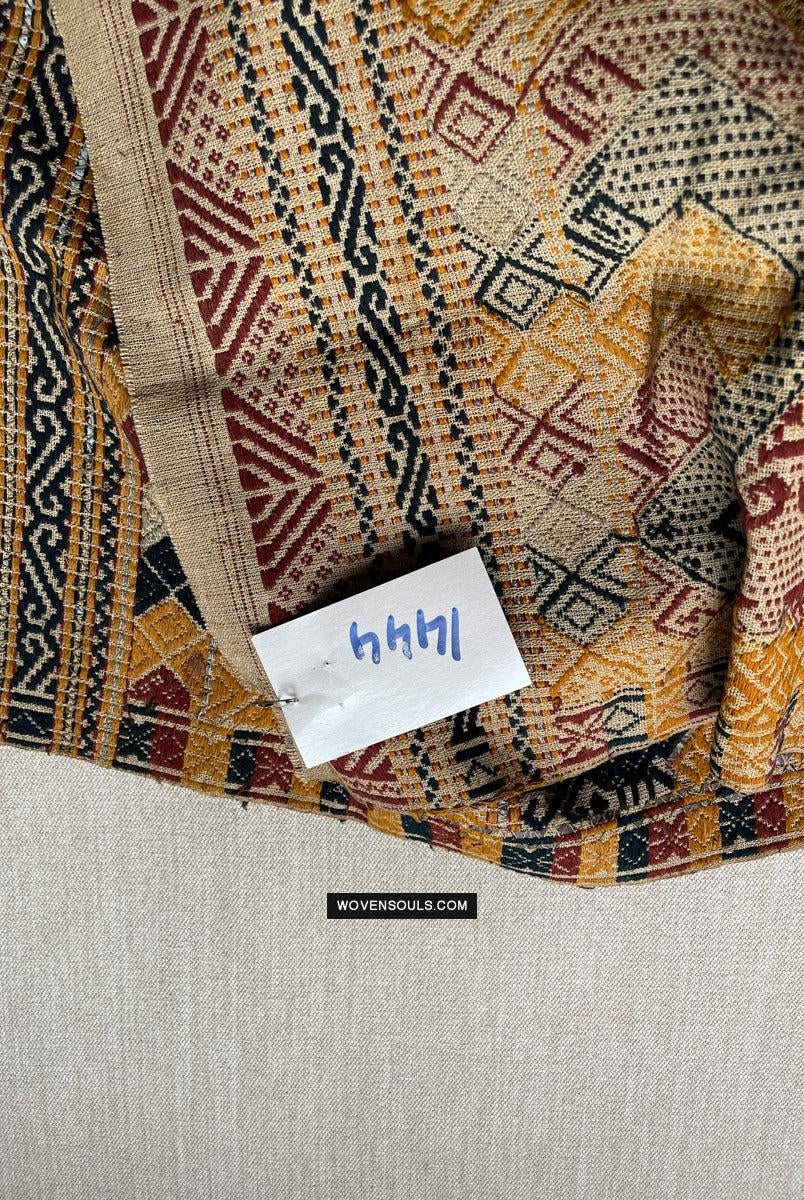 1444 Antique Sumatra Weaving - Tatibin - Large Ship Cloth Tampan Textile - Rare White-WOVENSOULS Antique Textiles & Art Gallery