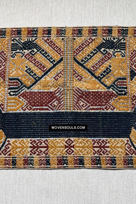 1444 Antique Sumatra Weaving - Tatibin - Large Ship Cloth Tampan Textile - Rare White-WOVENSOULS Antique Textiles & Art Gallery