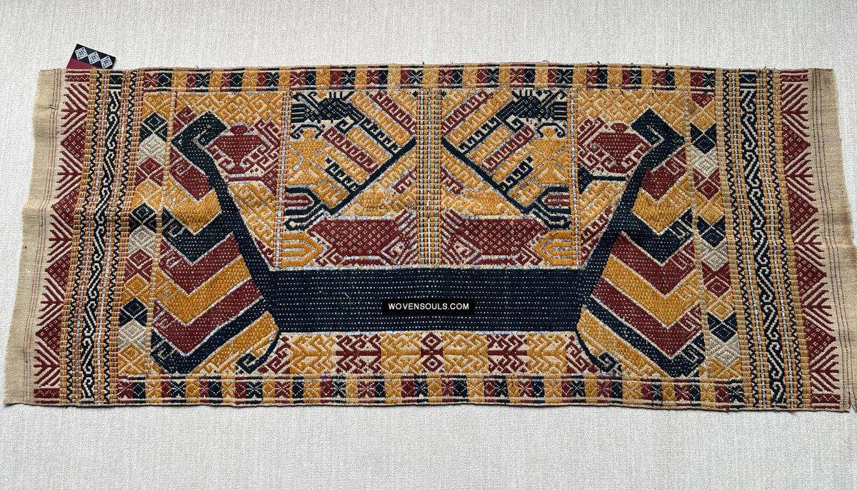 1444 Antique Sumatra Weaving - Tatibin - Large Ship Cloth Tampan Textile - Rare White-WOVENSOULS Antique Textiles & Art Gallery