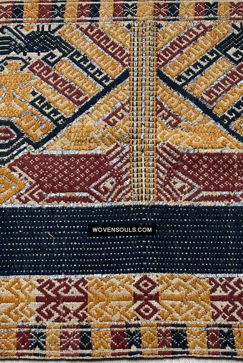 1444 Antique Sumatra Weaving - Tatibin - Large Ship Cloth Tampan Textile - Rare White-WOVENSOULS Antique Textiles & Art Gallery