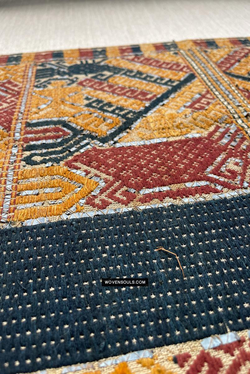 1444 Antique Sumatra Weaving - Tatibin - Large Ship Cloth Tampan Textile - Rare White-WOVENSOULS Antique Textiles & Art Gallery