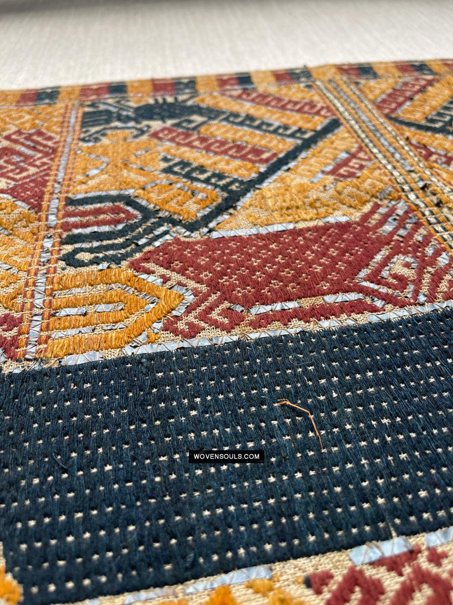 1444 Antique Sumatra Weaving - Tatibin - Large Ship Cloth Tampan Textile - Rare White-WOVENSOULS Antique Textiles & Art Gallery