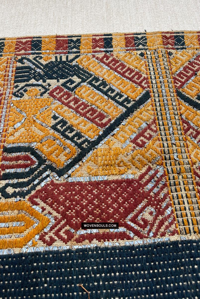 1444 Antique Sumatra Weaving - Tatibin - Large Ship Cloth Tampan Textile - Rare White-WOVENSOULS Antique Textiles & Art Gallery