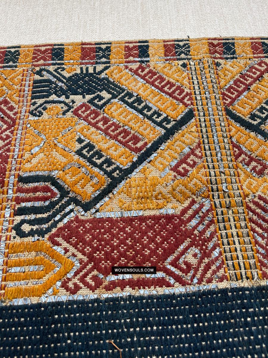 1444 Antique Sumatra Weaving - Tatibin - Large Ship Cloth Tampan Textile - Rare White-WOVENSOULS Antique Textiles & Art Gallery