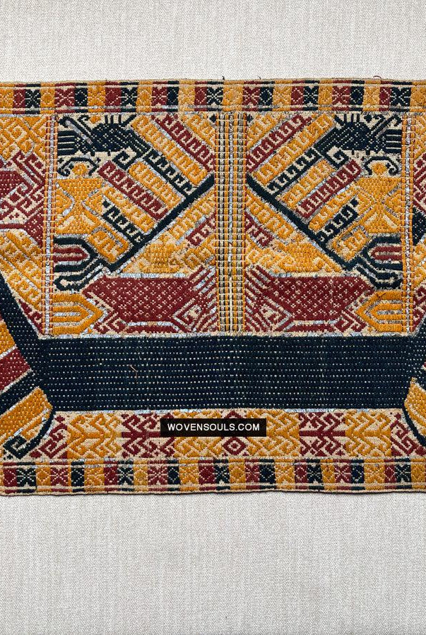 1444 Antique Sumatra Weaving - Tatibin - Large Ship Cloth Tampan Textile - Rare White-WOVENSOULS Antique Textiles & Art Gallery
