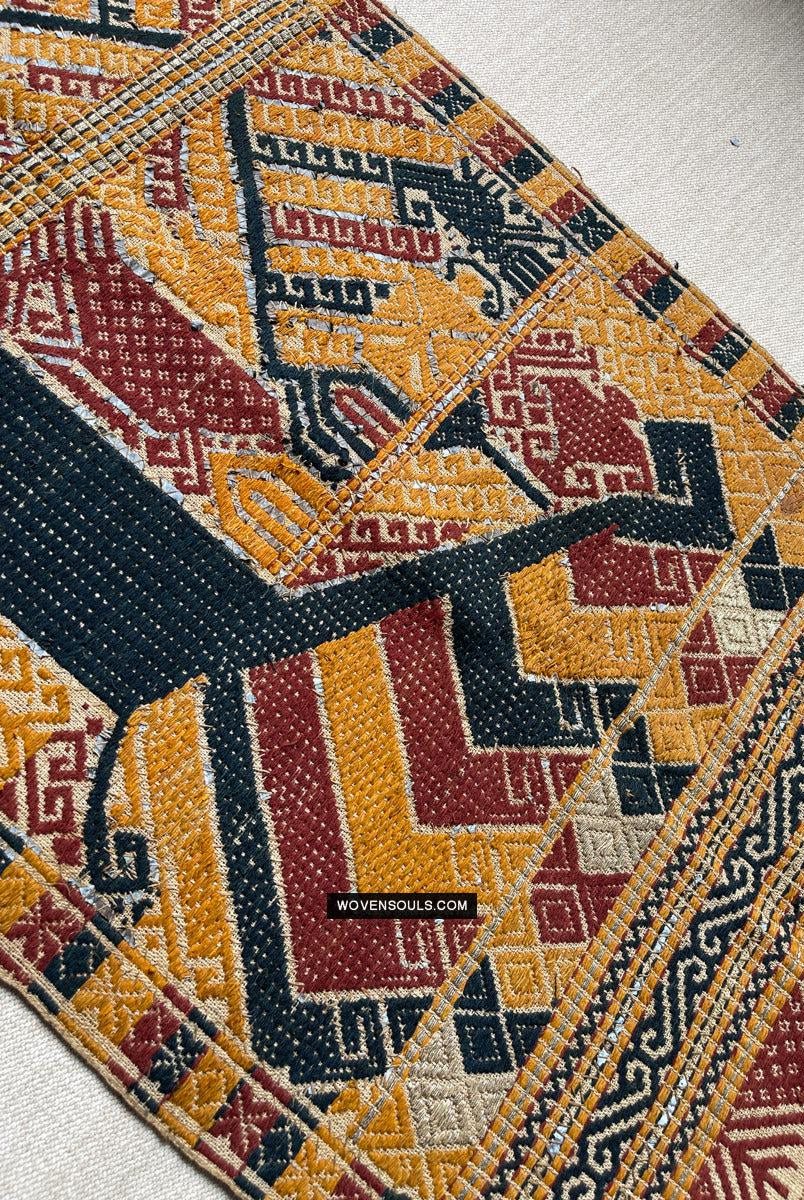 1444 Antique Sumatra Weaving - Tatibin - Large Ship Cloth Tampan Textile - Rare White-WOVENSOULS Antique Textiles & Art Gallery